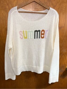 Loft Colorful Summer Long Sleeve Open Knit Sweater Baggy Slouchy Beach Boho Y2K